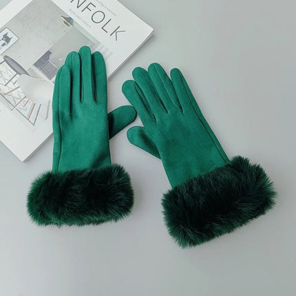 Gants velours épais - Vert - Ajustable ( 6 ½ à 8 ) | La boutique du chapeau