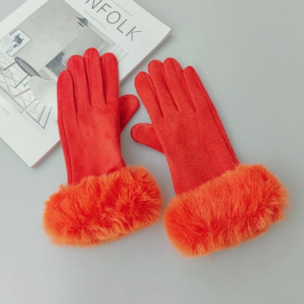 Gants velours épais - Orange - Ajustable ( 6 ½ à 8 ) | La boutique du chapeau