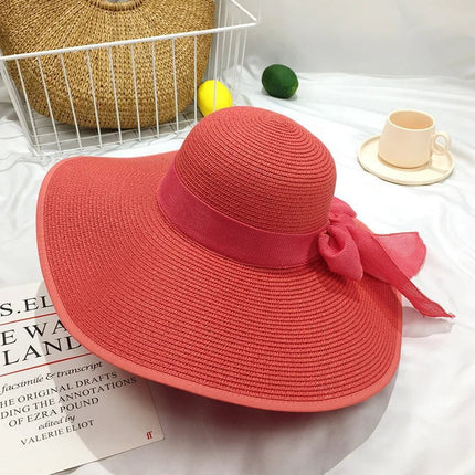 Grand chapeau de plage - Rouge/violet - M (56 - 58cm) | La boutique du chapeau