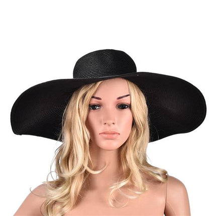 Grand chapeau de soleil - Idéal pour la plage - Noir - M (56 - 58cm) | La boutique du chapeau