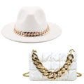 La boutique du chapeau 2 pièces blanc / 56-58cm Chapeau et sac assorti