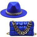 La boutique du chapeau 2-pièces bleu royal / 56-58cm Chapeau et sac assorti