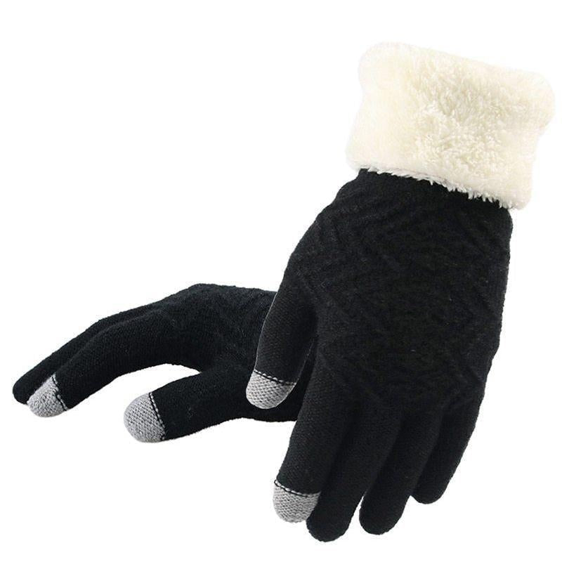 La boutique du chapeau accessoire Noir Gants Tactile d'hiver tricotés pour femmes