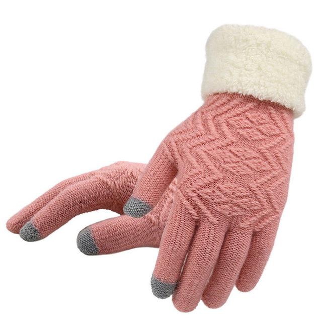 La boutique du chapeau accessoire Rose Gants Tactile d'hiver tricotés pour femmes