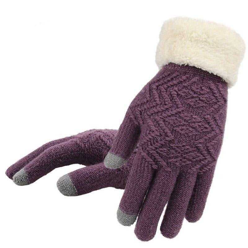 La boutique du chapeau accessoire Violet Gants Tactile d'hiver tricotés pour femmes