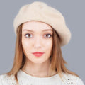 La boutique du chapeau Beige / 56cm to 58cm Béret en laine de couleur unie