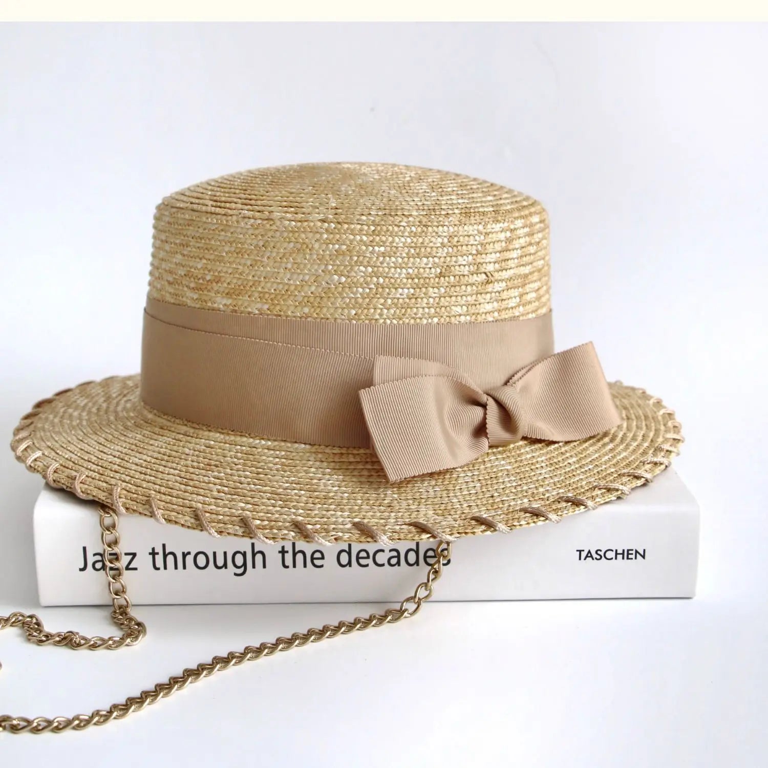 La boutique du chapeau Beige / ajustable Chapeau de paille avec nœud décoratif