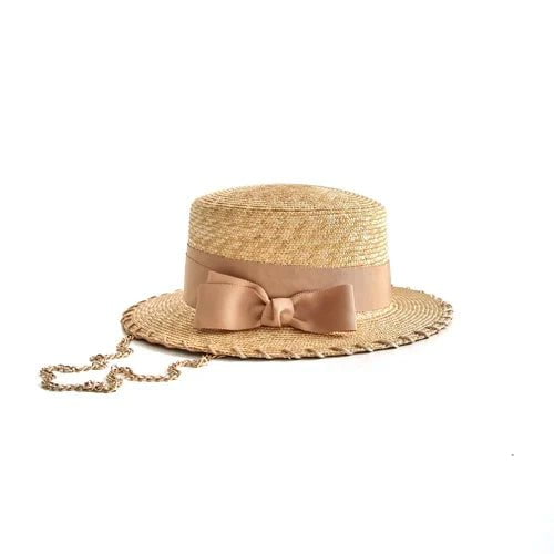 La boutique du chapeau Beige / ajustable Chapeau de paille avec nœud décoratif