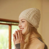 La boutique du chapeau Beige / Ajustable (du 54 au 59) Bonnet 100% cachemire