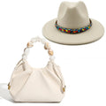 La boutique du chapeau Blanc / 55-58CM Chapeau Fedora et sac à main assorti