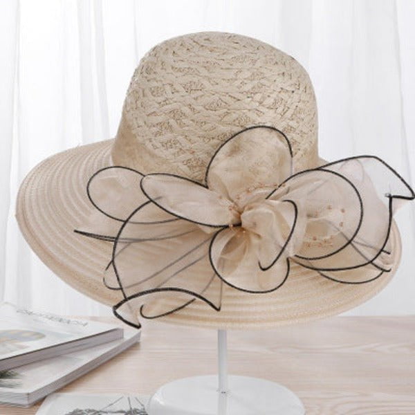 La boutique du chapeau Blanc / 56-58cm Chapeau élégant en fil de soie à fleurs