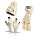 La boutique du chapeau Blanc Echarpe, bonnet et gants en laine