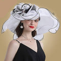 La boutique du chapeau Blanc / M (56-58CM) chapeaux Fedora à grand bord en Organza
