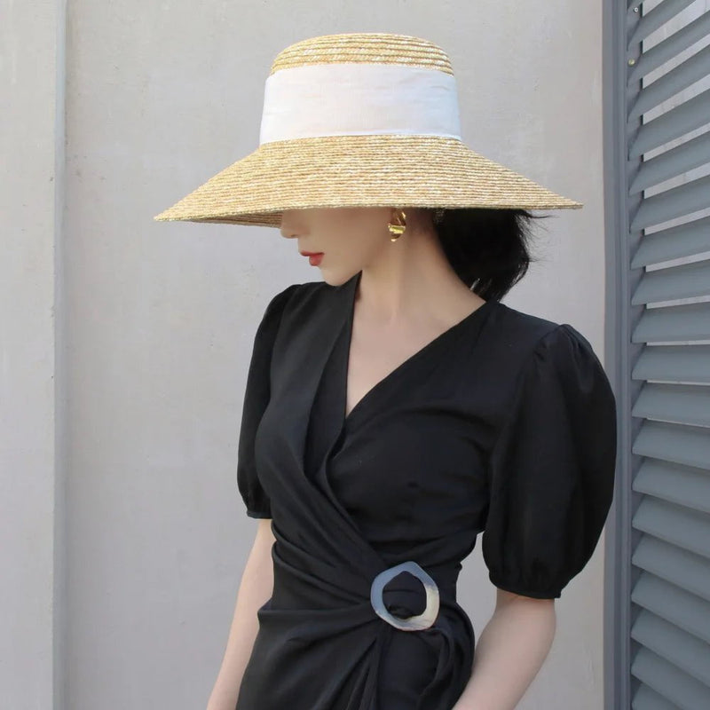 La boutique du chapeau Blanc / M55-58cm Chapeau de paille d'été pour femme