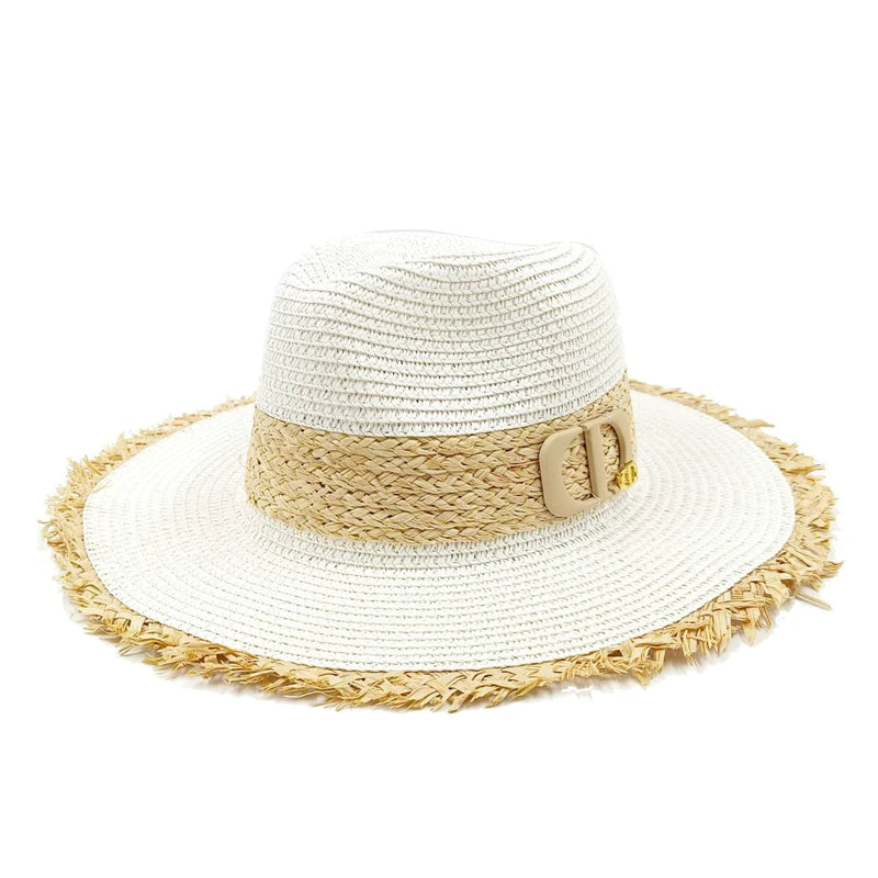 La boutique du chapeau Blanc / M55-58cm Chapeau de paille pour femme