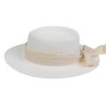 La boutique du chapeau Blanc / M55-58cm Chapeau de plage avec ruban