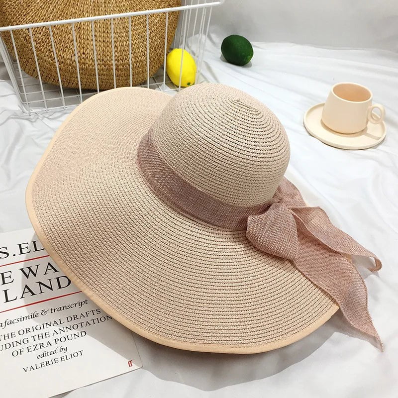 La boutique du chapeau Blanc / M55-58cm Grand chapeau de plage
