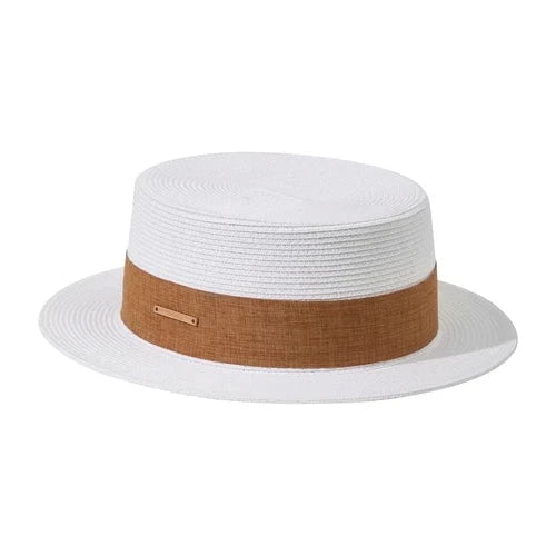 La boutique du chapeau Blanc/marron / 58-60cm Ajustable Chapeau de soleil de plage