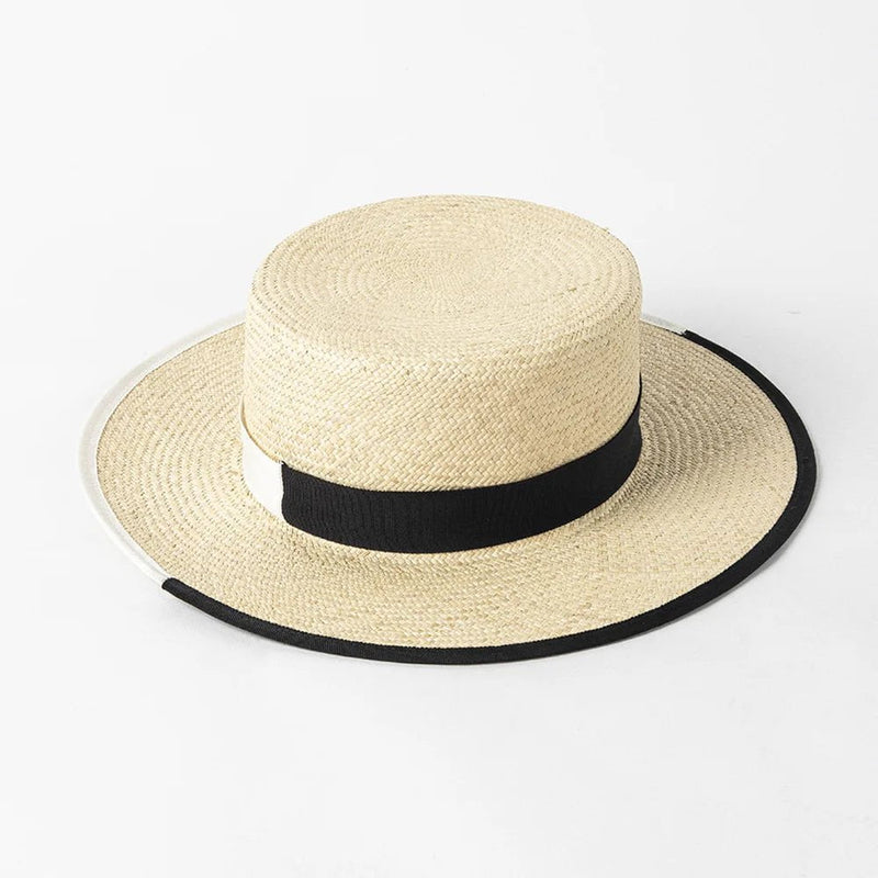 La boutique du chapeau Blanc/Noir Canotier pour femme