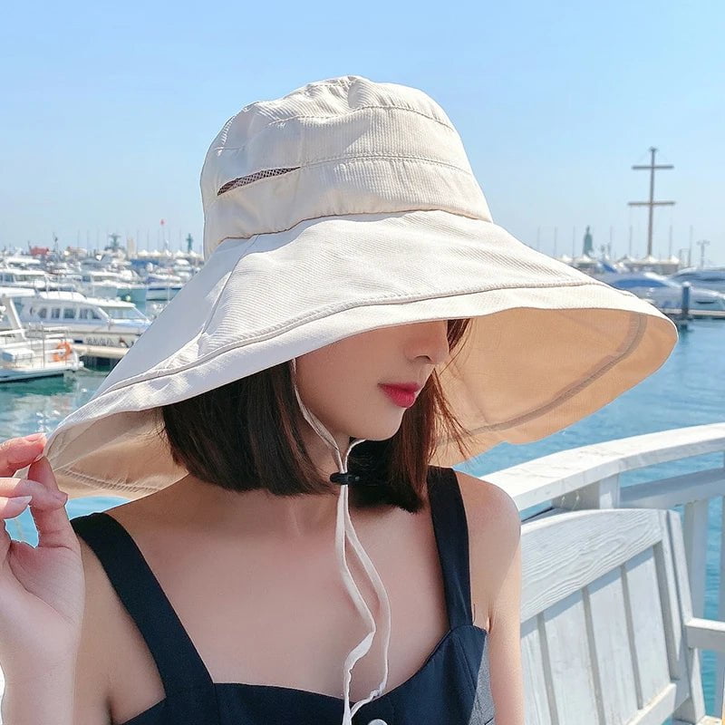 La boutique du chapeau Blanc / Taille unique Chapeau de plage à grand bord
