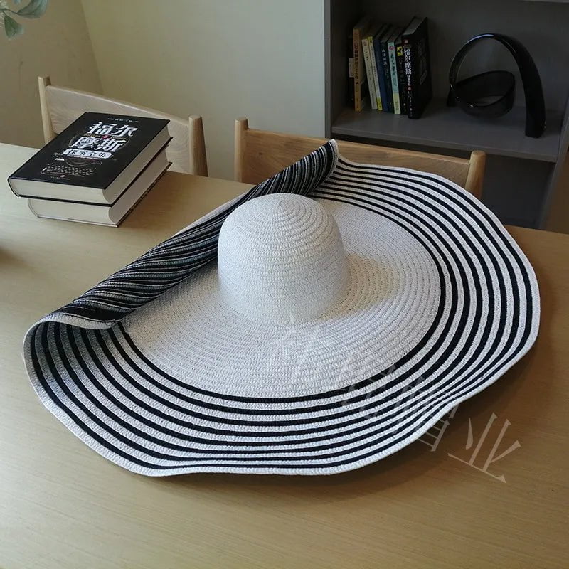 La boutique du chapeau Blanc / Taille unique Grand chapeau de paille
