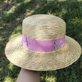 La boutique du chapeau Blanc / violet / M55-58cm Chapeau de paille tissé