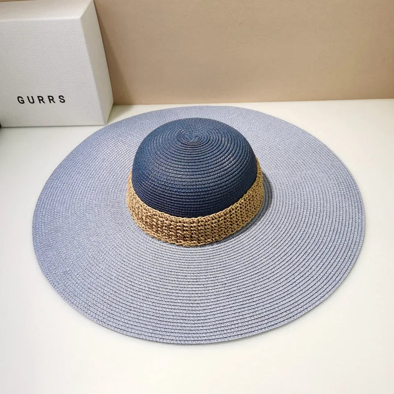 La boutique du chapeau Bleu / 54cm-57cm Chapeau de paille à grand bord