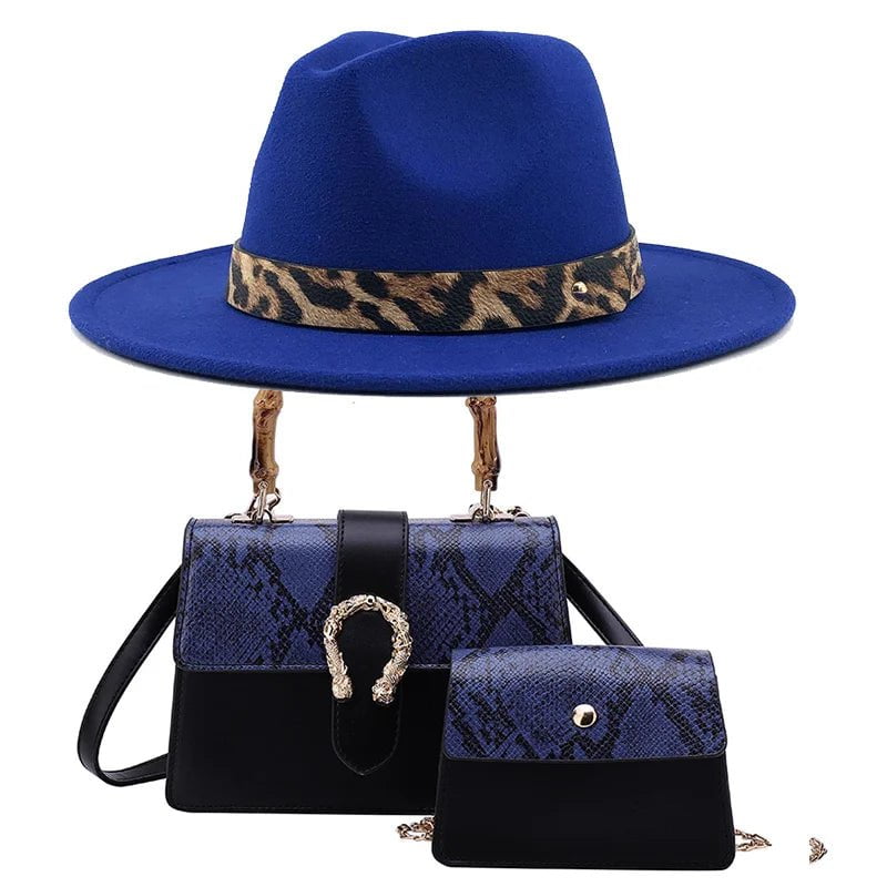 La boutique du chapeau Bleu / 55-58CM Chapeau Fedora Jazz et deux sacs assortis