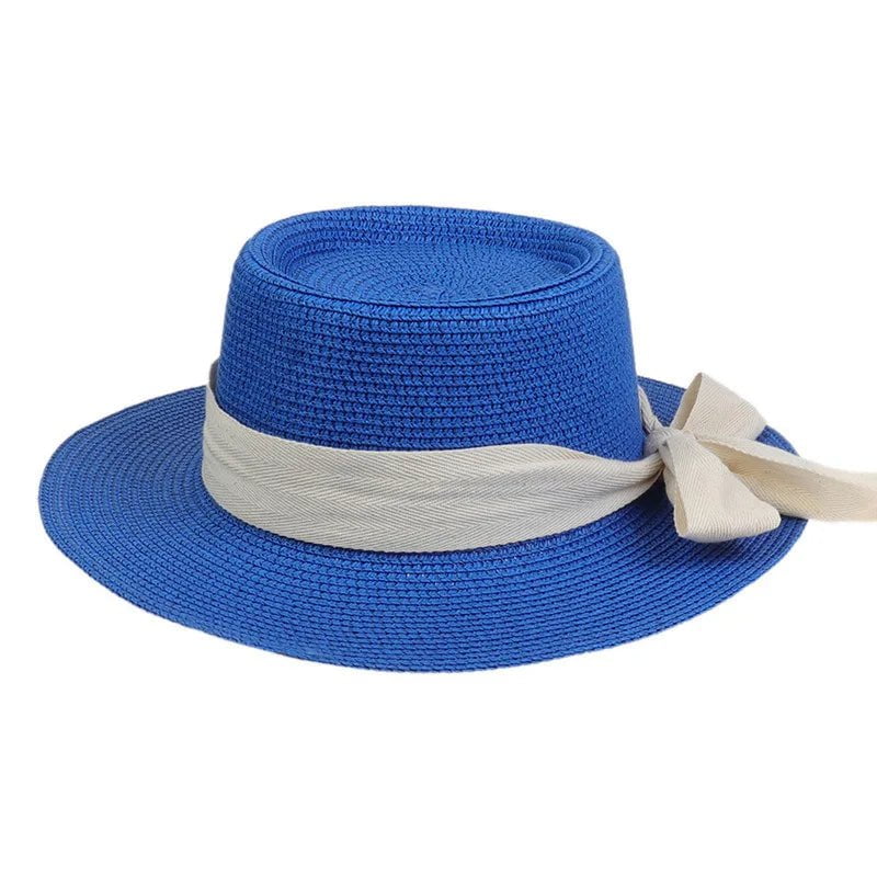 La boutique du chapeau Bleu / M55-58cm Chapeau de plage avec ruban