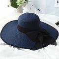 La boutique du chapeau Bleu marine Garniture noire Chapeau de paille pour femme