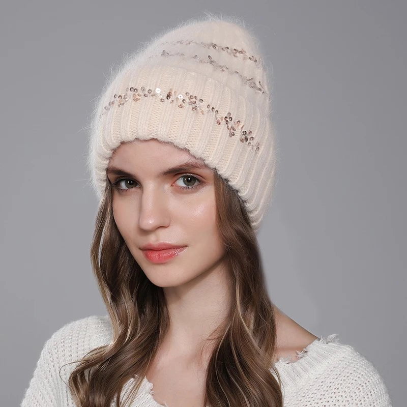 La boutique du chapeau bonnet Bonnet femme épais a paillettes