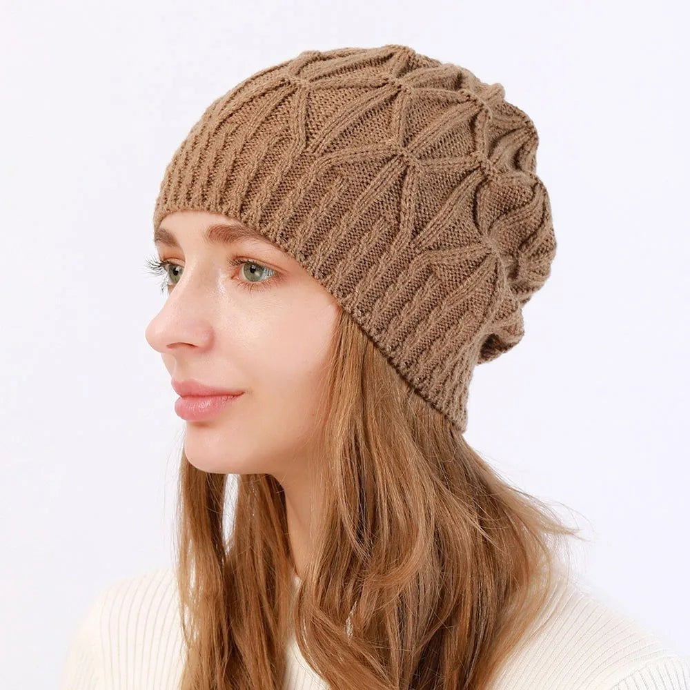 La boutique du chapeau bonnet Kaki / Ajustable (du 54 au 59) Bonnet en tricot torsadé pour femme : style classique et chic