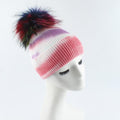 La boutique du chapeau bonnet Rose / 56-59cm bonnets colorés Pom Pom en laine tricoté mode décontracté
