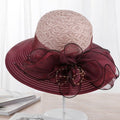 La boutique du chapeau Bordeaux / 56-58cm Chapeau élégant en fil de soie à fleurs