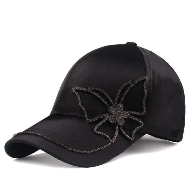 La boutique du chapeau casquette Noir / Adjustable casquette noir papillon strass