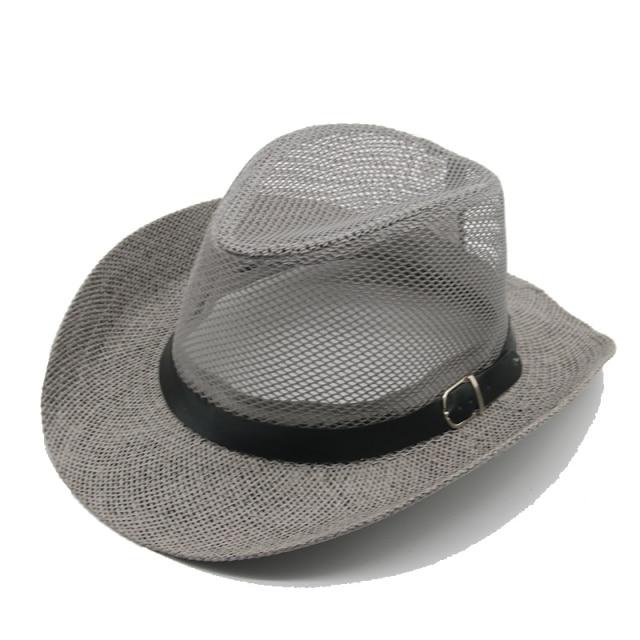 La boutique du chapeau chapeau cow-boy Gris 01 / 58cm Chapeau de Cowboy occidental en maille respirante