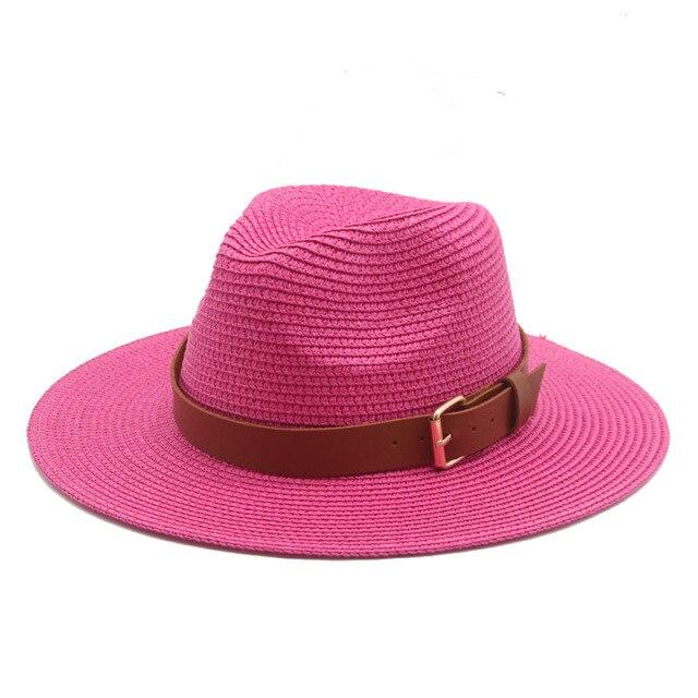 La boutique du chapeau chapeau d'été Rose 7..5cm / 56-58cm Chapeau de soleil à grand bord