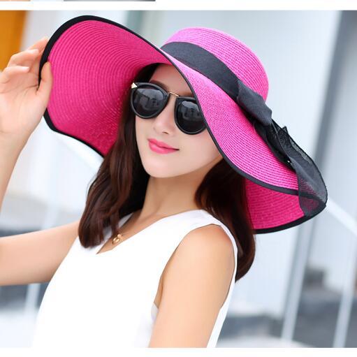La boutique du chapeau chapeau d'été Rose Noir Chapeau de soleil été plage
