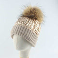 La boutique du chapeau chapeau d'hiver beige / adulte 54-58cm Bonnet tricoté chaud, nouvelle mode d'hiver