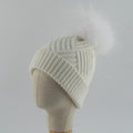 La boutique du chapeau chapeau d'hiver Blanc / 48-53cm Bonnet Pompon pompon en fourrure de raton chapeau doux chaud