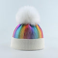 La boutique du chapeau chapeau d'hiver Blanc/Blanc / 48-53cm Bonnet tricoté avec pompon en fourrure enfants