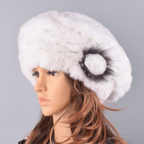 La boutique du chapeau chapeau d'hiver Blanc Chapeau fourrure de lapin rex naturel doux