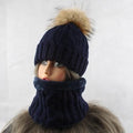 La boutique du chapeau chapeau d'hiver Bleu / 48-53cm chapeau avec écharpe polaire chaude à l'intérieur bonnet filles
