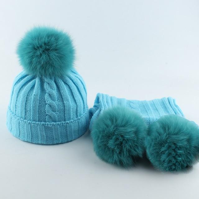 La boutique du chapeau chapeau d'hiver Bleu/Bleu / 4-8 age Bonnet et écharpe ensemble mignon bébé garçon fille d' hiver