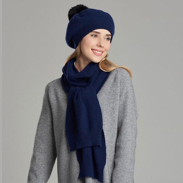 La boutique du chapeau chapeau d'hiver Bleu Bonnet écharpe haute qualité Chic Pour Femmes