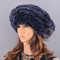 La boutique du chapeau chapeau d'hiver Bleu Chapeau fourrure de lapin rex naturel doux