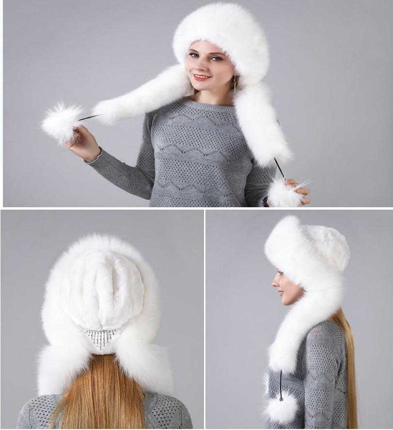 La boutique du chapeau chapeau d'hiver Bonnet d'hiver pour femme avec fourrure naturelle