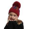 La boutique du chapeau chapeau d'hiver Bordeaux / 48-53cm Bonnet tricoté avec pompon en fourrure enfants