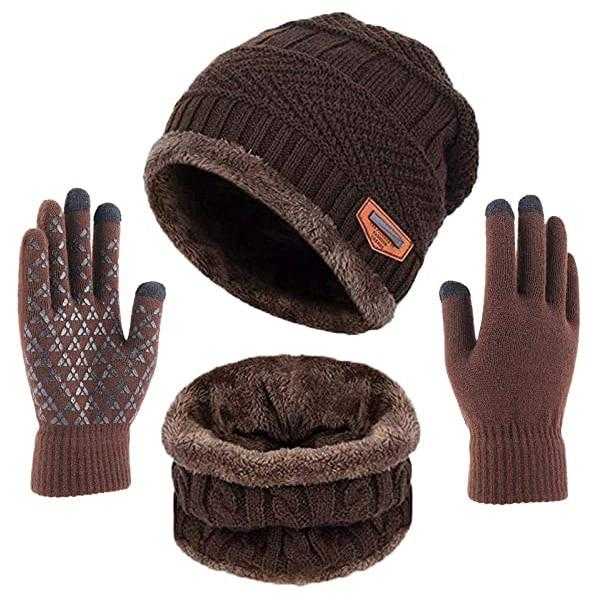 La boutique du chapeau chapeau d'hiver Chapeau écharpe gants ensemble unisexe hiver