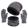 La boutique du chapeau chapeau d'hiver Gris 3 pièces Chapeau écharpe gants ensemble unisexe hiver